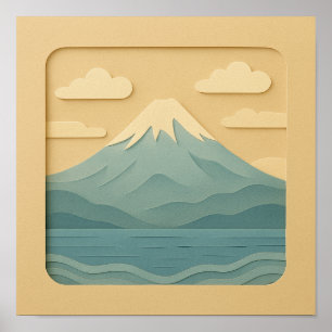 JAPAN   Mount Fuji   Papierschneiden Poster