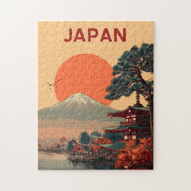 Japan Mount Fuji vintage Puzzle (Vertikal)