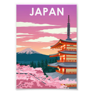 Japan Mount Fuji Vintages Minimales Reiseplakat Fotodruck