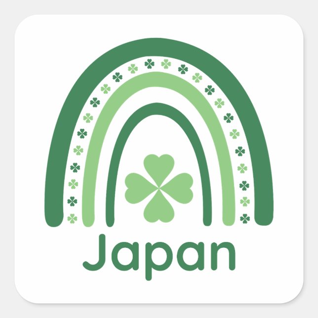Japan Name Clover Boho Rainbow Quadratischer Aufkleber (Vorderseite)