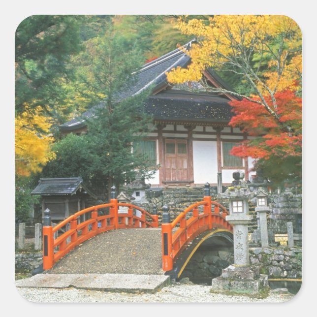 Japan, Nara, Ryuzenji Temple Quadratischer Aufkleber (Vorderseite)
