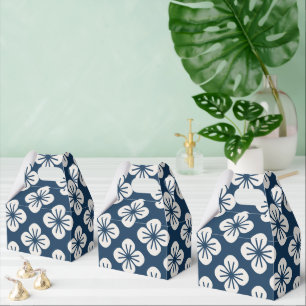 Japan Navy Blau Elfenbein Blumen Geometrisches Mus Geschenkschachtel