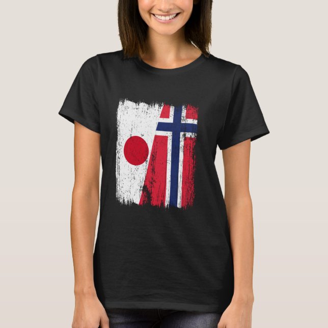 Japan Norway Half Flag Japanese Norwegian Ancestry T-Shirt (Vorderseite)