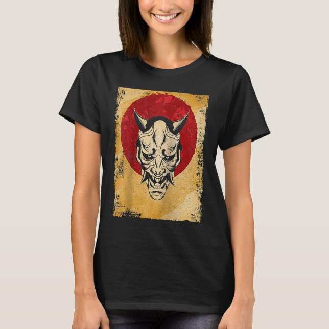 Japan Oni Mask Fighter Japanese Retro Raglan T-Shirt (Vorderseite)