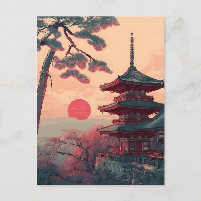 Japan Padoda vintage Postkarte (Vorderseite)