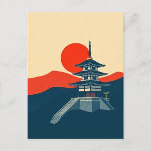 Japan Pagoda Vintage Reise Kunst Tempel Postkarte