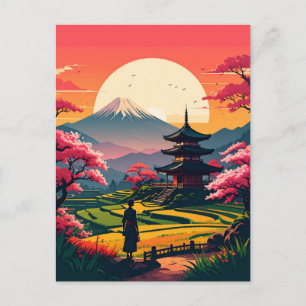 Japan Pagode Kirschblüten Reiseandenken Postkarte