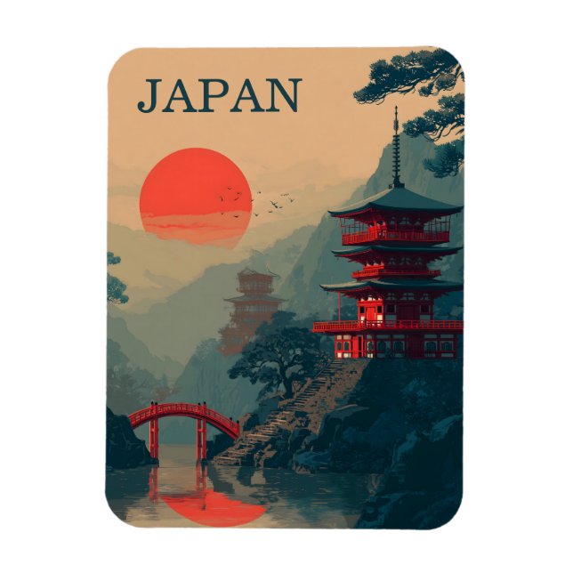 Japan Pagode vintage Magnet (Vertikal)