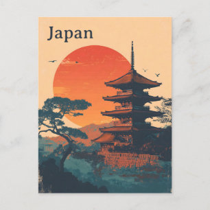 Japan Pagode vintage Postkarte