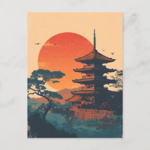 Japan Pagode vintage Postkarte