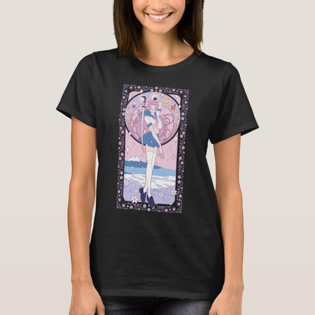 Japan Pink Anime Schoolgirl Art Nouveau T-Shirt (Vorderseite)