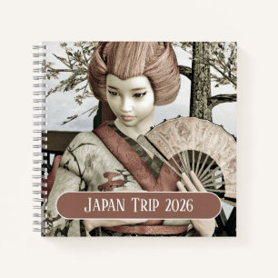 Japan Reise 2026 Vintage Geisha Sakura Kunst Notizbuch