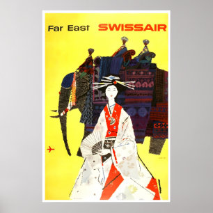 Japan Reiseplakat Japanischer Druck Swissair Kunst Poster