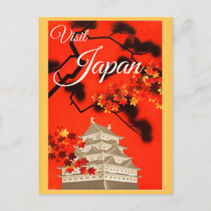 Japan-Reiseplakat mit Pagode im Vintage-Stil Postkarte