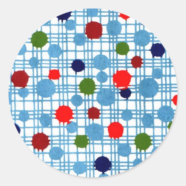 Japan Retro 1950 1960 Chiyogami Origami Japanisch Runder Aufkleber (Vorderseite)