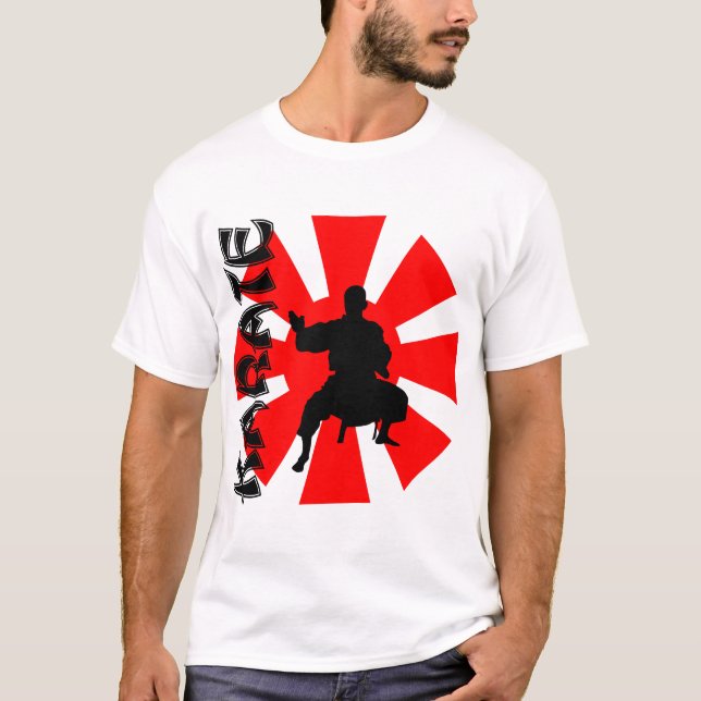 Japan Rising Sun Karate Stance Silhouette T-Shirt (Vorderseite)