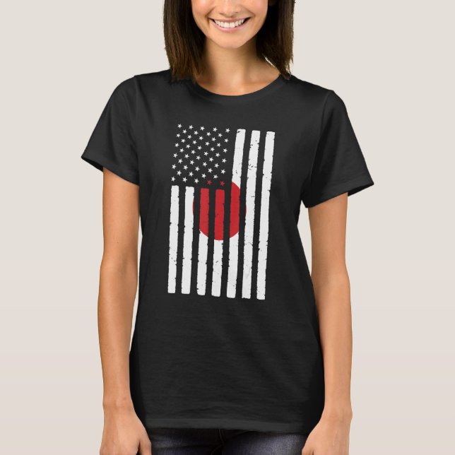 Japan Roots USA Flaggenerbe Hälfte japanische amer T-Shirt (Vorderseite)
