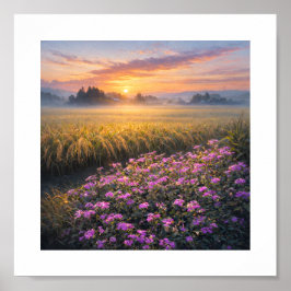 Japan’s Autumn Rice Fields at Sunrise – Art Print Poster