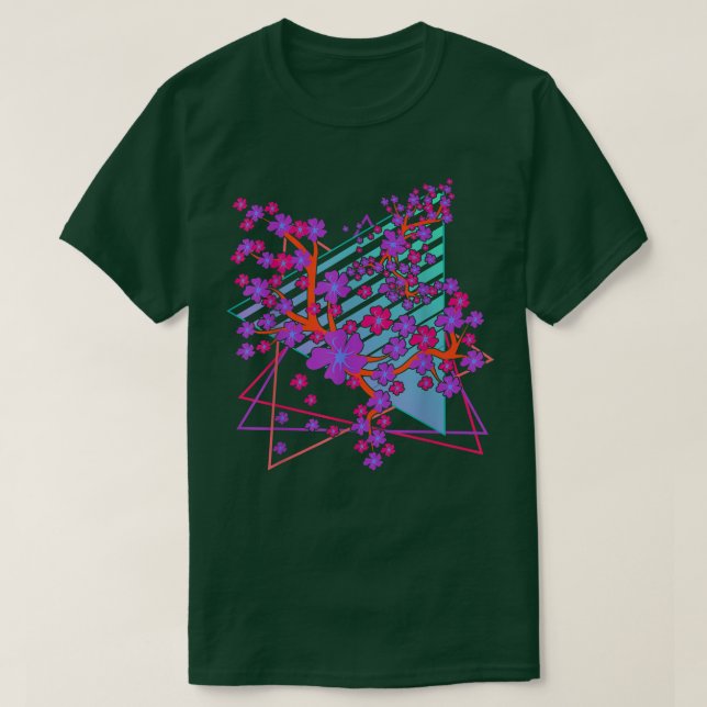 Japan Sakura Blume Vaporwave 80er Retro Art Cherry T-Shirt (Design vorne)