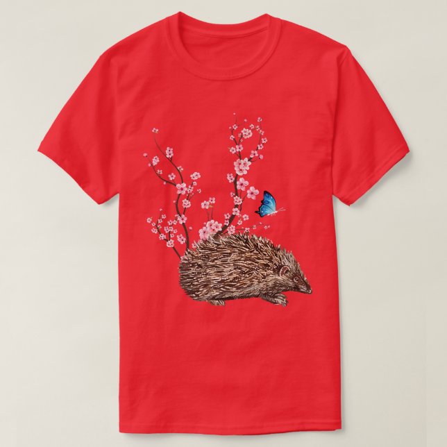 Japan Sakura Cherry Blossom Igel Japanisch T-Shirt (Design vorne)