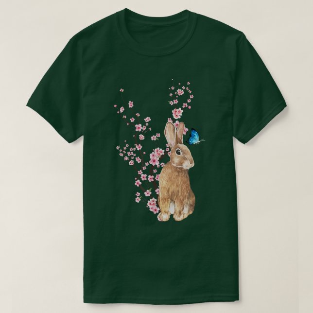 Japan Sakura Cherry Blossom Rabbit Japanisch T-Shirt (Design vorne)