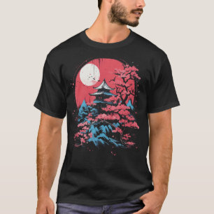 Japan Sakura Cherry Blossom Tree Pink Moon Grafik T-Shirt