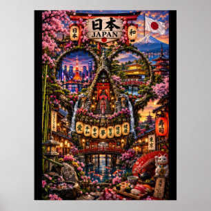 Japan-Schädel-Kunstposter State of Mind Poster