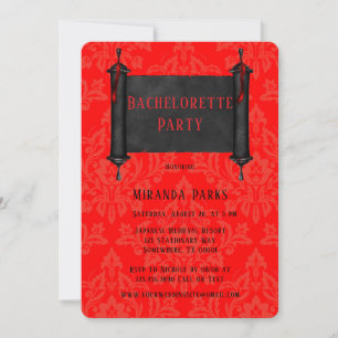 Japan Scroll Red Black Damask Junggeselinnen-Absch Einladung