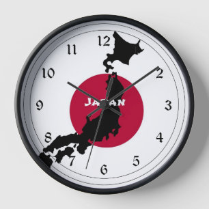 Japan, Silhouette und Flagge Uhr
