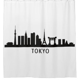 Japan Stadtlandschaft Reise Tokio Skyline Silhou Duschvorhang