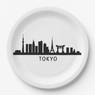 Japan Stadtlandschaft Reise   Tokio Skyline Silhou Pappteller