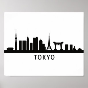 Japan Stadtlandschaft Reise Tokio Skyline Silhou Poster