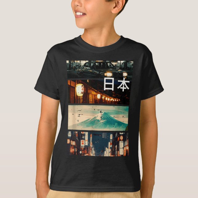 Japan Street Mountain Collage Nihon Japanese Men W T-Shirt (Vorderseite)