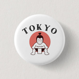 Japan Sumo Tokio - Sohn der Sonne weiß Button