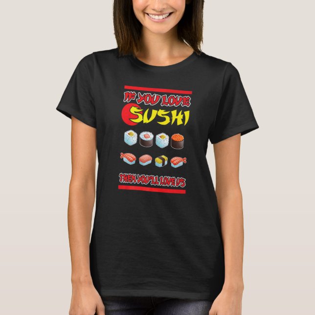 Japan Sushibar Diner Wasabi Temaki Sushiman Daikon T-Shirt (Vorderseite)