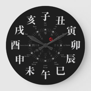 Japan-Tierkreis unterzeichnet Art [schwarzes Große Wanduhr