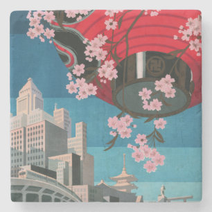 Japan Tokio Vintage Japanisches Reiseplakat Steinuntersetzer