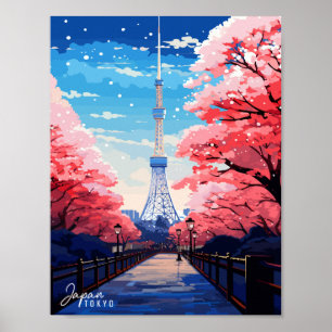 Japan Tokyo Vintage Illustration Poster