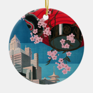 Japan Tokyo Vintage Japanisches Reiseplakat Keramik Ornament