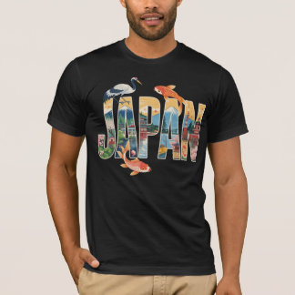 Japan Travel T - Shirt - Crane, Koi Fish & Fuji
