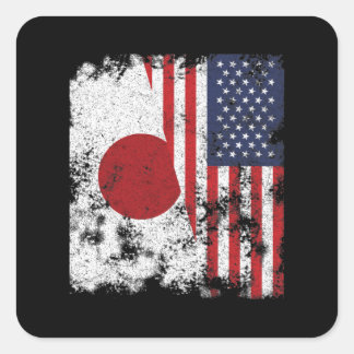 Japan USA Flag - Halbamerikaner Quadratischer Aufkleber