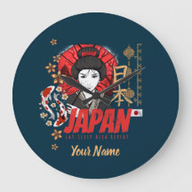 Japan Vintage Geisha with Flag Koi and Lotus Souve