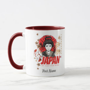 Japan Vintage Geisha with Flag Koi and Lotus Souve Tasse