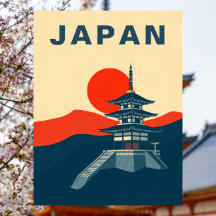 Japan Vintage Reise Kunst Pagode Tempel Postkarte