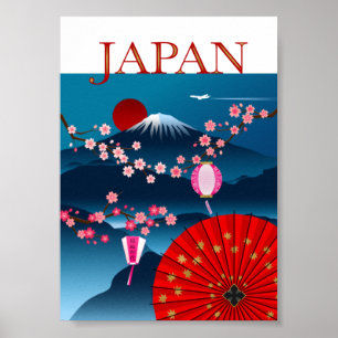 Japan Vintage Reiseplakat l Mount Fuji Poster