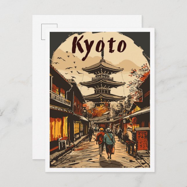 Japan Vintage Travel Illustration Postkarte (Vorne/Hinten)