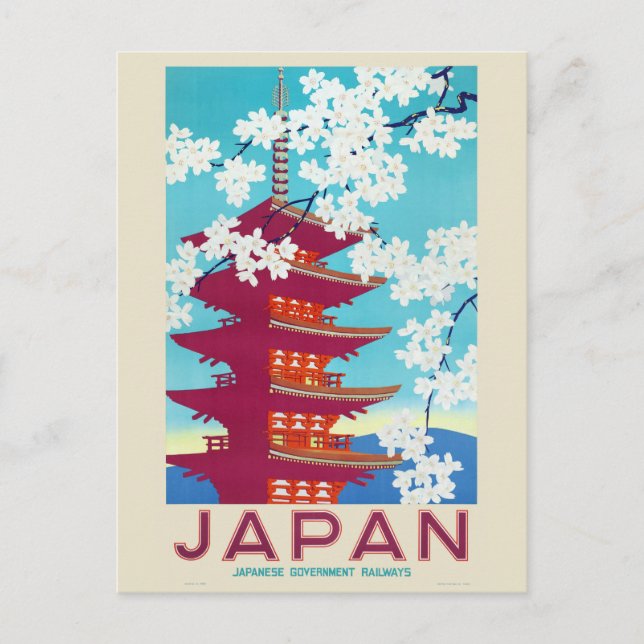 Japan Vintage Travel Poster der 30er Jahre Postkarte (Vorderseite)