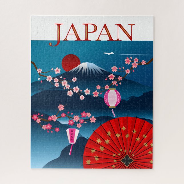 Japan Vintage Travel Poster l Mount Fuji Puzzle (Vertikal)