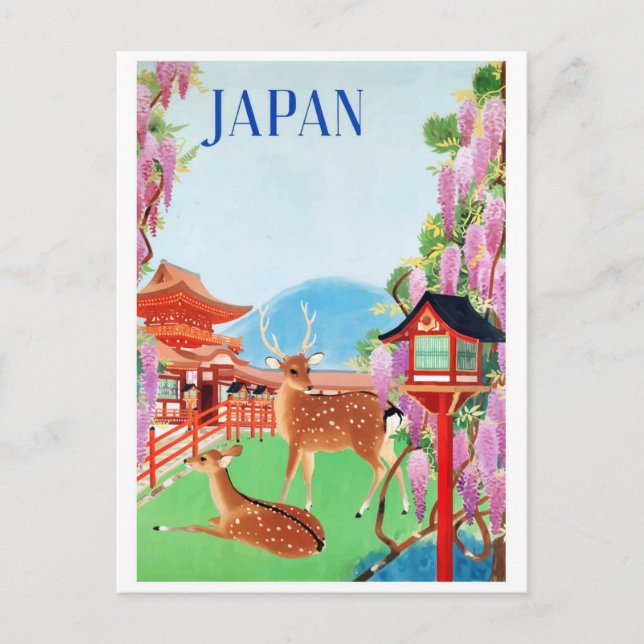 Japan Vintages japanisches Reiseplakat Postkarte (Vorderseite)