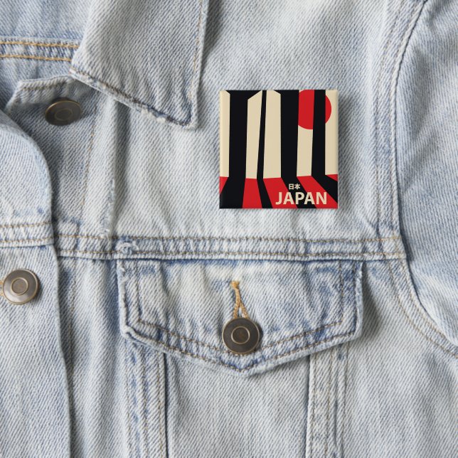 Japan Vintages Waldfahrplakat. Button (Beispiel)